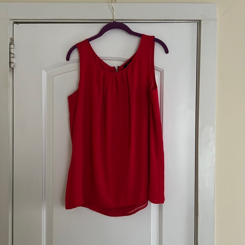 Apt. 9 Red Sheer Rayon Tank, 1/4 back zipper, size large